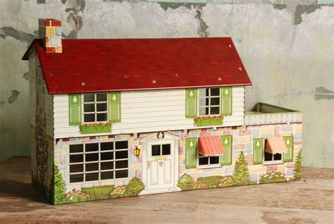 antique metal dolls house|vintage metal doll houses 1950s.